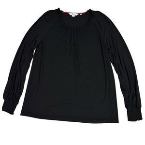 Boden size 4 Vicky Long Sleeve Jersey Knit Top Keyhole Black